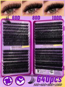 800640/621 621片装D型卷翘合成假睫毛套装，包含10D+20D+30D+40D/50D+60D+80D+100D/80D+100D+120D+150D - 手工制作，高品质D型卷翘合成假睫毛，自然卷翘，可定制睫毛套装 - 可重复使用，轻便易用，睫毛嫁接，自然睫毛，大号睫毛嫁接，睫毛套装 - D - 查看 19