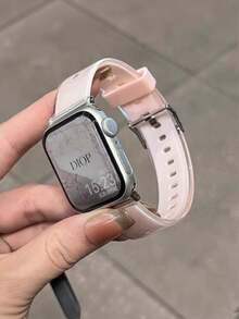 1条男女通用时尚运动透明粉色硅胶表带，兼容 49mm、46mm、45mm、44mm、42mm、41mm、40mm、38mm，透明粉色硅胶表带兼容 Series 11、SE3、10、9、8、7、6、5、4、3、2、1、Ultra 3/2/1，时尚智能手表表带兼容 49mm、46mm、45mm、44mm、42mm、41mm、40mm、38mm - 粉色 - 查看 5