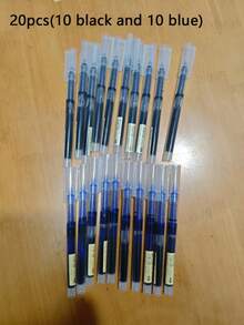 20pcs Nonsense Straight Tube Water-Based Pens, Quick-Drying Signature Ink Pens, 0.5mm Black/Blue/Red Ink, School/Office Ballpoint Pens, Stationery, Back To School Student Ballpoint Pens - Multicolor - View 15