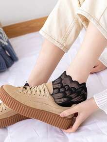 1/5/10 Pairs Women's Summer Lace Flower Elastic Invisible Liner Socks, Thin Breathable Ankle Socks - Multicolor - View 6