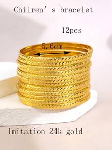 12 件闪亮优雅几何方块可叠戴手镯，适合儿童 - 彩色 - 查看 104