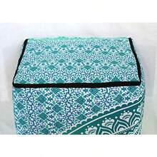 CRAFT KALA - Almohadas cuadradas para meditación con mandala para adultos hippie decorativos cojín de piso bohemio para sala de estar al aire última intervensión funda de pufs otomanos 16 x 16 x 14 pulgadas color verde degradado - Ombre verde - Ver 6