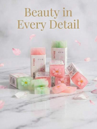 Cherry Blossom Flower Sandwich Eraser | Cherry Blossom / Daisy Two-Tone Sandwich, Erasable And Cuttable, High-Value, Ins Style, Student Writing Stationery, Children's Gift, Essential For Primary School Students' Art Homework