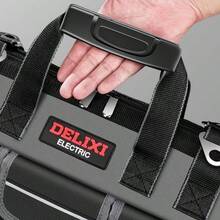 一套重型防水五金工具套装，带多个口袋和大容量帆布工具收纳袋 - 灰色，经久耐用，适用于车库、工作室或家庭使用 - 多款式 - 查看 3