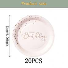 Rose Gold Polka Dot Pattern Disposable Tableware Set, 7/9 Inch Party Plates, Disposable Paper Plates, Napkins, Cups, Suitable For Holidays, Weddings, Engagements, Birthdays, Parties, Celebrations - Multicolor - View 12