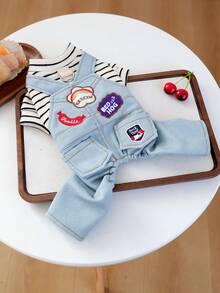 PETCIRCLE 1 bộ quần áo cho thú cưng, bộ yếm dễ thương với họa tiết cầu vồng dành cho chó và mèo. - Nhiều màu - Xem 1