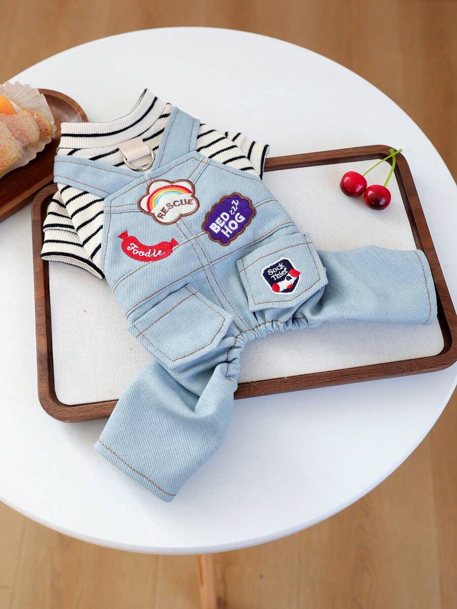 PETCIRCLE 1 bộ quần áo cho thú cưng, bộ yếm dễ thương với họa tiết cầu vồng dành cho chó và mèo. - Nhiều màu - Xem 1