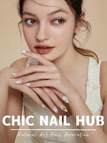 144片矩形极简黑色法式亚克力压制假指甲，提升您的时尚感，适合女性和女孩日常佩戴、派对等场合的DIY美甲用品。 - 彩色 - 查看 5