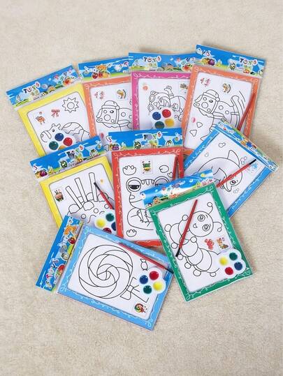 100 Pcs Watercolor Doodle Boards DIY - Hand Painting Coloring Activity, Includes 4 Mini Watercolor Sets, Back To School Supplies, Gifts For Students, Teachers, Classmates, Art Class Materials, Color Training, Color Courses