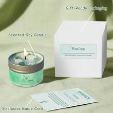 EVODUCK Candles Scenteds | Lavender & Eucalyptus 3oz Scented Soy Wax Candle With Green & White Crystal | For Deep Focus, Meditation, Yoga & Reading | Valentine's Day, Birthdays Gift | With Guidance Card - Crystal Candles - View 6