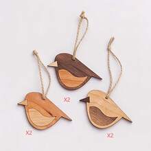 3 piezas/6 piezas Decoración colgante de pájaros de madera, decoración de hogar artificial de madera, sin electricidad requerida, estilo retro colgante | Diseño de cuerda, estilo bohemio - Multicolor - Ver 3