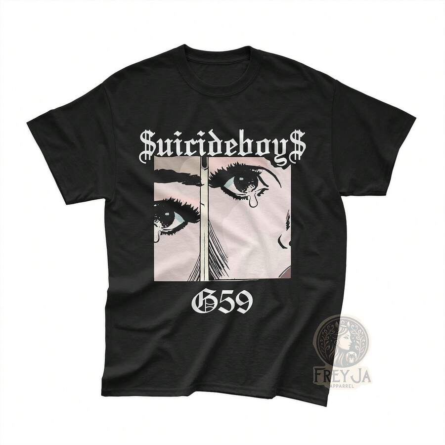 S Uicideboys T-Shirt Unisex Hip-Hop Tee Cotton Graphic Top Alternative Rapper Shirt S Treetwear Apparel - 黑色 - 查看 1