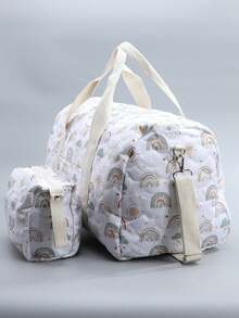 Set de 2 bolsas de pañales impermeables y de gran tamaño para viajes, con múltiples bolsillos - arcoíris - Ver 3