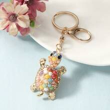 Móc khóa hình rùa đính đá mặt trăng và đá pha lê, móc chìa khóa kim loại, phụ kiện động vật phong cách Boho sáng tạo từ hợp kim kẽm, quà tặng mùa hè bán sỉ - Rùa Đá Mặt Trăng - Xem 1