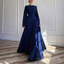 New Autumn Collection: Pure And Alluring High-End Round-Neck Slim-Fit Long-Sleeve Dress - Dark Blue - View 4