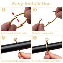 10pcs/30pcs/50pcs Roman Curtain Rings, Curtain Rings With Eyelets, 3.8cm/1.5inch Metal Curtain Rings, Hanging Rings And Curtain Hooks, No Need To Dismantle Curtain Track, Roman Pole, Easy Installation, Suitable For Living Room And Bedroom Curtains, Shower Curtain Hooks (Gold, Black, Silver) - Multicolor - View 11