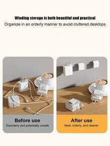 Multi-Functional Cable Organizer Clips, Desk/Wall Mounted Self-Adhesive Cable Holder, Charge/Data Cable Management, Anti- Portable Cable Clips, Charger Holder, Phone Charging Cable Clamp Hooks With Strong Adhesive - White - View 5