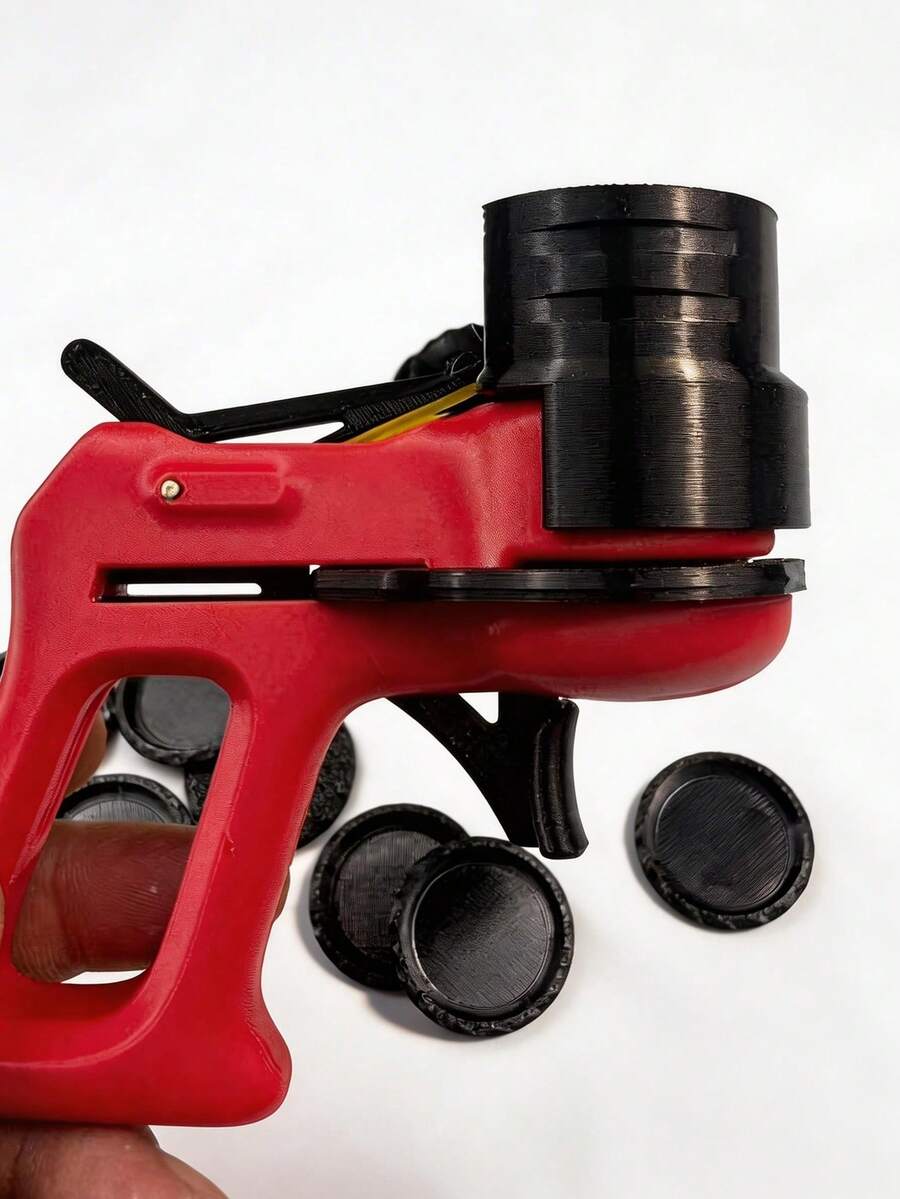 3D Printed 12-Shot Rubber Band Powered 3D Printed Disc Shooter Desk Gadget