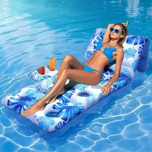 Inflatable Pool Float, Swimming Pool Floats With Headrest, Sunbathing Raft, Suitable For Lake, Beach, Pool Party, Water Floating Rest, Keep Cool - Multicolor - View 4