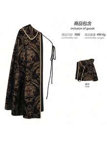 Medieval Renaissance Noble King's Cape, Half-Shoulder Cape - màu đen - Xem 8