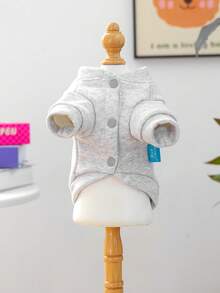 1pc Pet Clothes, Cute Cartoon Pig Design Hoodie For Small Dogs & Cats - Light Grey - View 5