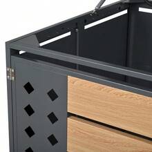 Storage Box For Rubbish Bins With Hinged Lid, Lockable, Two Doors, Hollow Diamond-Shaped Door Panel - View 10