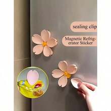 1pcs Pink Sakura Blossom Clips, Refrigerator Magnets, Creative Decorative Magnets, Suitable For Kitchen, Office And Home Decor, Fun Fridge Decoration, Can Be Used As Clips - Multicolor - View 12