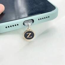 1个双面黑色26字母防尘手机塞/英文字母姓名首字母充电挂件/读卡器/兼容Type-C/Lightning（5-14）接口/情侣防尘塞 - 黑色 - 查看 10