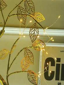 Lampara Con Diseño De Arbol Bonsai Con Hojas Otoño 108 Luces Led - Dorado - Ver 4