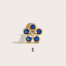 1pc Fashionable Minimalist Flower Crystal Stainless Steel Earrings, Suitable For Women's Daily Wear - Flower - View 9