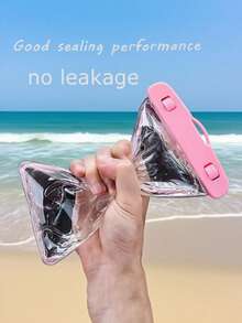 1件透明防水手機殼，PVC透明潛水防水手機殼，游泳便攜式掛繩手機殼，觸控螢幕掛繩手機殼，透明手機殼，防水袋，戶外運動游泳潛水攝影手機殼 - 彩色 - 查看 2