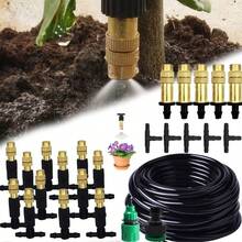 Bộ tưới tự động bằng đồng thau | Trang bị vòi phun bằng đồng thau, ống dẫn nước sân vườn 4/7 inch, vòi phun điều chỉnh được bằng đồng, thích hợp cho vườn, ban công, nhà kính, làm vườn, tưới cỏ và sân. - Bộ dụng cụ tưới tự động bằng đồng thau - Xem 11