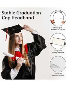 1pc Sturdy Anti-Slip Graduation Cap Band, Graduation Cap Band Liner To Secure Cap And Maintain Hairstyle, Essential For Graduates - Black - View 4