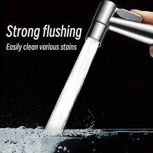 壁挂式不锈钢马桶喷枪 | 拉丝表面手持清洁器 | 无需电池的高压冲洗器 | 浴室清洁好帮手 | 强力清洁冲洗器 - A - 查看 10
