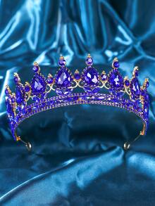 1pc Elegant Queen Crown Rhinestone Romantic Headwear Bridal Wedding Accessories Crown - Multicolor - View 9