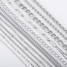2m Stainless Steel Cross & O-Ring Lip Chain, Multi-Style Steel Color Stainless Steel Chain, Suitable For DIY Jewelry Making Bracelets Necklaces Accessories - 2 Meters - View 4