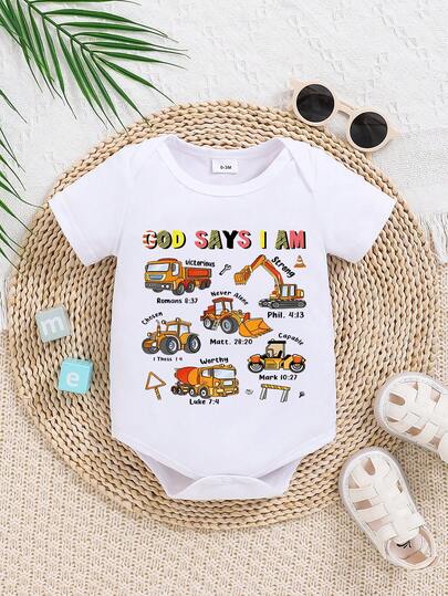 Pelele de manga corta con estampado de dibujos animados para bebé niño - Universal para niños y niñas