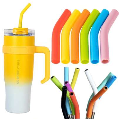 6pcs Reusable Straw Sleeves, Multi-Color Silicone Straw Extenders Fits 30oz & 40oz Cups, Great For Parties, Graduations, Outdoor Activities, Travel, Camping, Easy To Carry And Clean