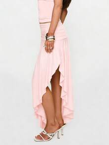 Chân váy xếp ly cạp cao dáng suông dành cho nữ, thanh lịch và thời trang, thích hợp cho đi biển, kỳ nghỉ, lễ hội, màu hồng mùa xuân. - Hồng - Xem 5
