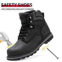 Ding gu Men's Puncture Proof Steel Toe Anti-Smash Non-Slip Shock Absorbing Work Safety Shoes All-Season Safety Work Boots For Men: Steel Toe, Puncture-Proof, Anti-Skid  Durable - 黑色 - 查看 12
