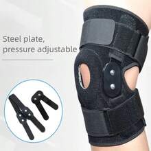 1pc Steel Plate Supported Knee Brace With Dual Straps, Black, M/L/XL/XXL, Knee Joint Protection Sleeve Removable - Black - View 1