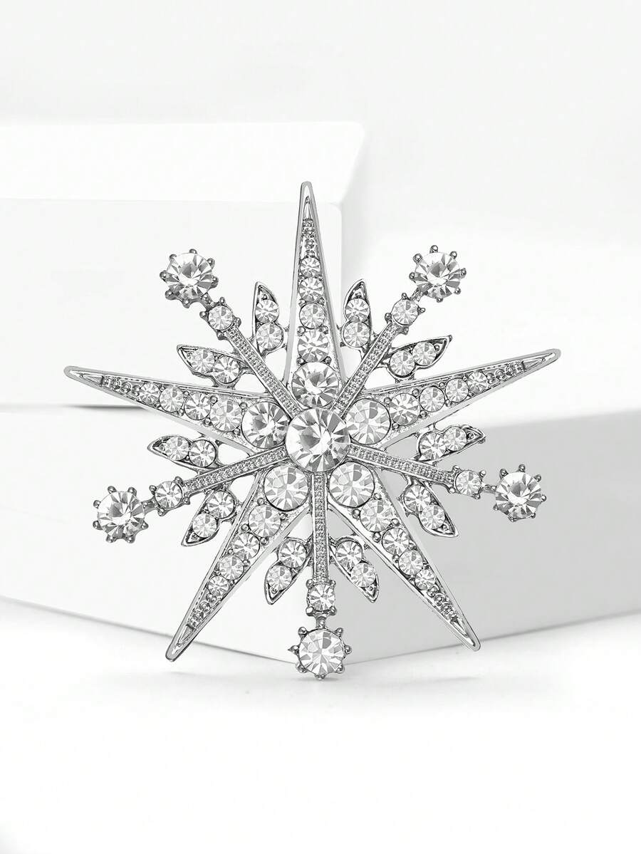 Luxury Rhinestone Snowflake Brooches - Fashion Creative Pins For Women Unisex Casual Party Jewelry Accessories / Friends Gifts Badges Decoration