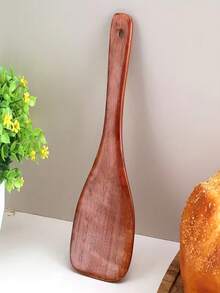 1pc/2pcs Non-Stick Rice Spatula, Rice And Potato Server, Non-Stick Pan Spatula, Cooking Spoon And Ladle, Healthy And Easy Cooking, Wooden Cooking Utensils, Kitchen Tools, Cooking Set, Kitchen Supplies - Brown - View 3