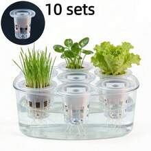 10pcs Hydroponic Seedling Basket Set (Includes 10 Planting Baskets + 10 Seedling Sponges) | Seed Fixation, Anti-Drift, Transparent Visible Root System, Balcony Greenhouse Hydroponics System Accessories - A - View 2