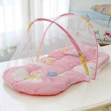 Foldable Mosquito Net For Baby Bed, Portable Polyester Net With Pillow And Cotton Filling, Easy To Install - White - View 5