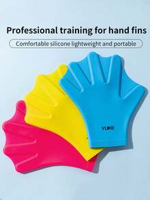Silicone Hand Paddles Swimming Equipment, Adult Training Learning Swimming Freestyle Diving Hand Gloves - Multicolor - View 1