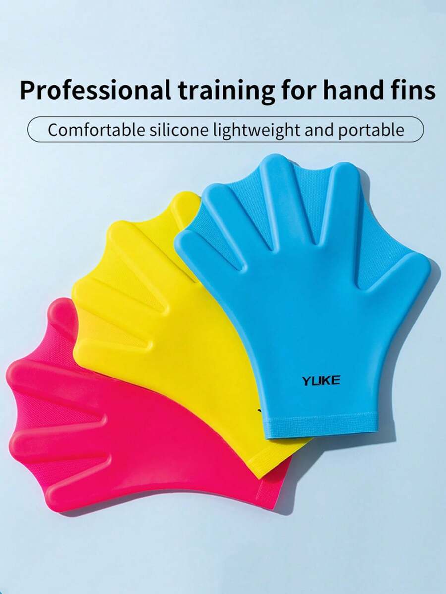 Silicone Hand Paddles Swimming Equipment, Adult Training Learning Swimming Freestyle Diving Hand Gloves - Multicolor - View 1