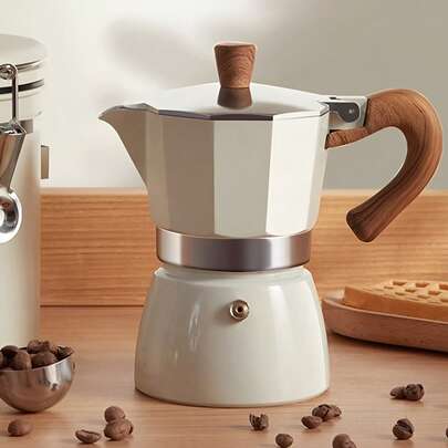 1 pieza Cafetera Moka, Cafetera de Espresso de Estilo Italiano Blanca. Fácil de Limpiar, Estructura Totalmente Metálica, Abrazando un Estilo Minimalista. Espuma de Leche Abundante, Filtro Reutilizable, Apta para Todas las Fuentes de Calor - Un Excelente Regalo para Amantes del Café.