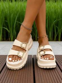 FZY Women's Sports Sandals - Solid Color Style - Multi-Functional Buckle - Adjustable Women's Flat Sandals. Fashionable Multi-Functional Women's Sandals Suitable For Home Use, Outdoor Travel, Beach, Seaside, And Water Activities. Thick Sole / Durable And Elegant Women's Bath Slippers. Elegant Boots. Essential Women's Home Slippers.Essential Easter Outfits - Apricot - View 8