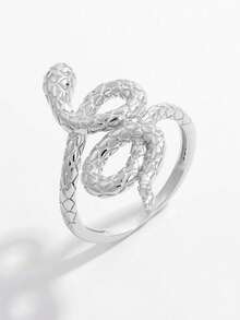 1pc Fashionable & Elegant Creative Natural Unique 925 Silver Snake Animal Design Open Ring, Suitable For Dates, Parties, Banquets To Showcase Charm, Gift For Women - Silver - View 2